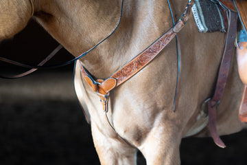 Western London Gold Floral Tooled Breast Collar 