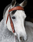 Western Flower tooled Chestnut headstall