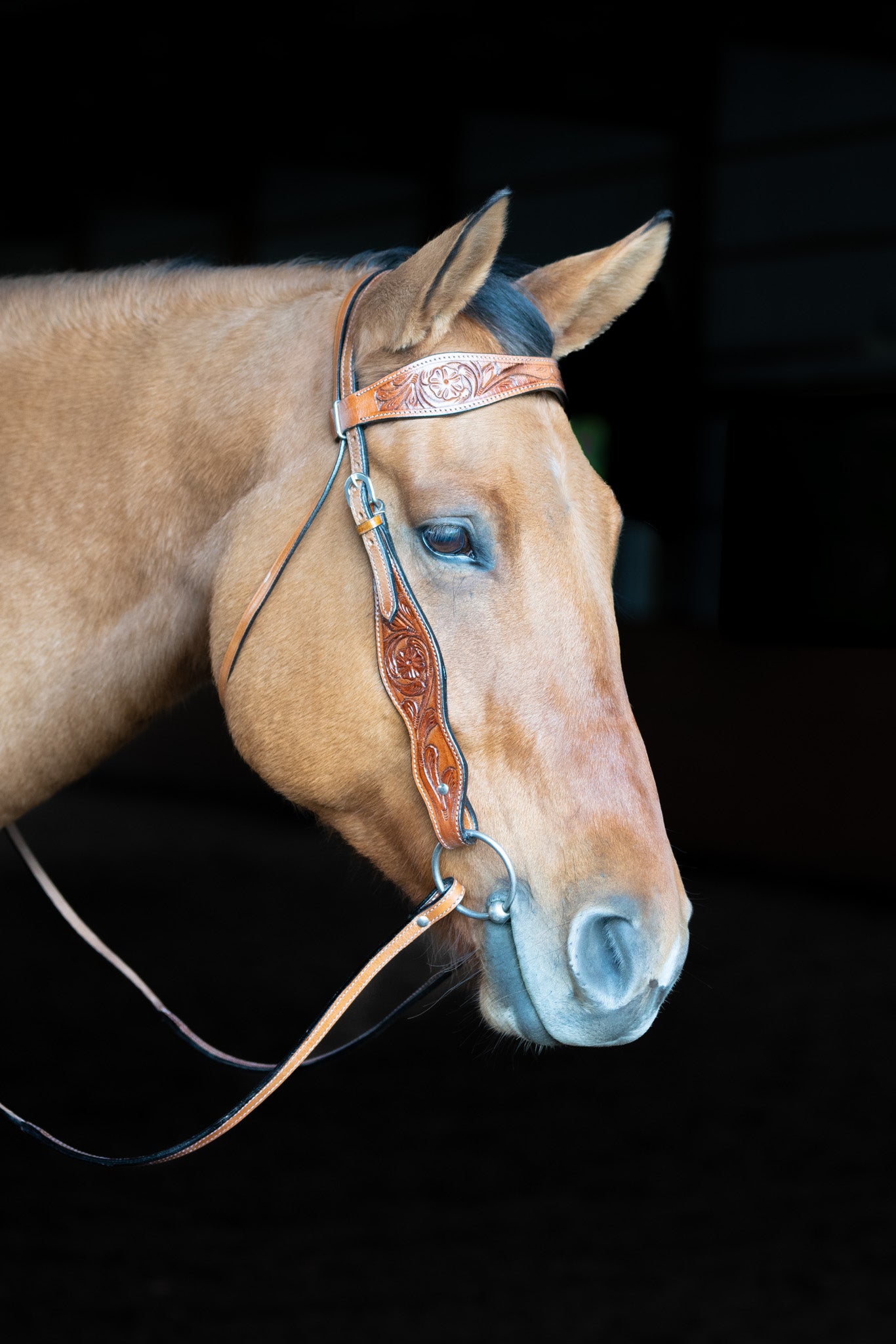 Western floral pattern headstall