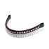 Black headband with pink and silver crystals on a white background