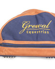 Navy Blue Helmet Bag with Leather Trim