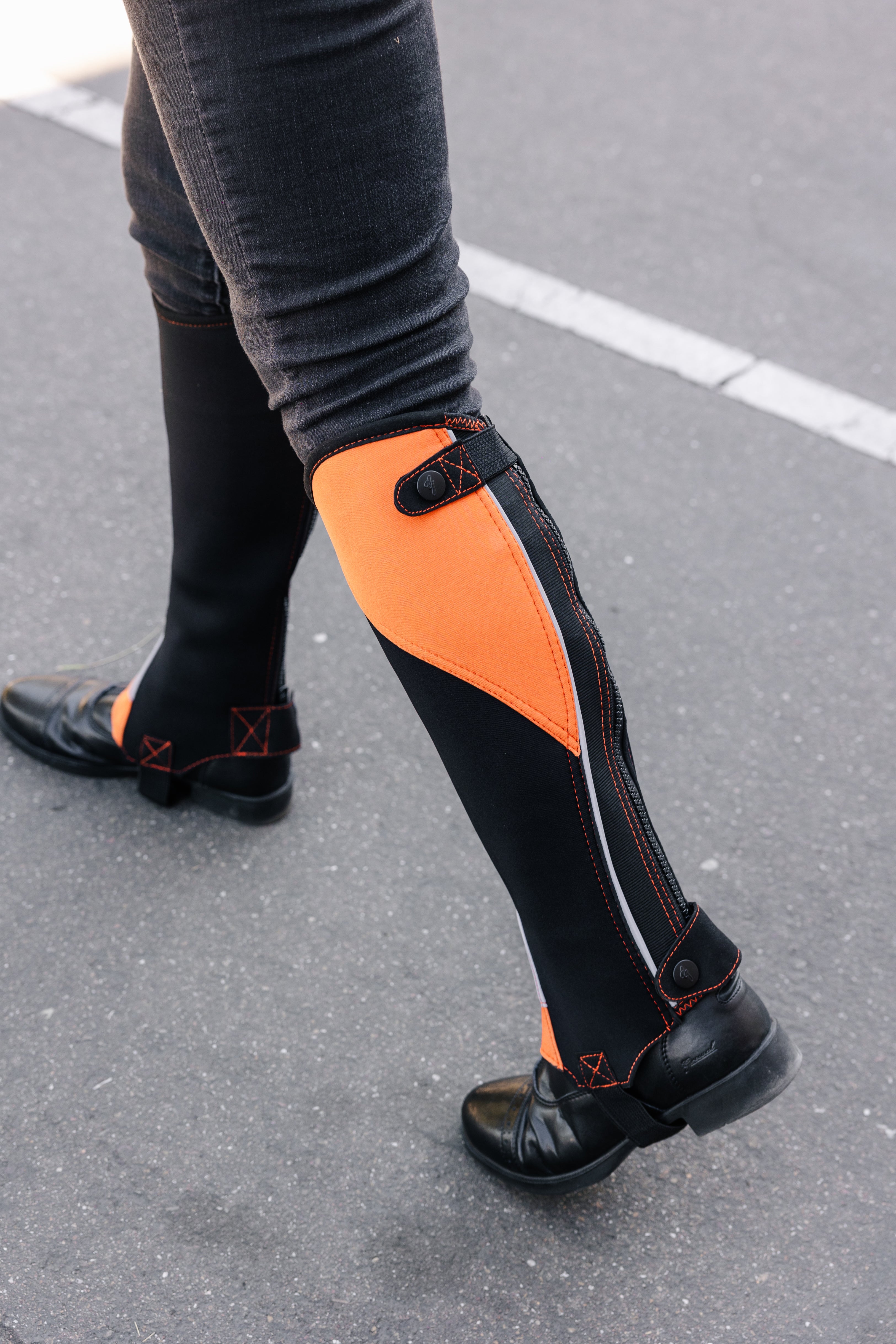 AK Flexi Crystal Horse Riding Half Chaps – Soft Synthetic Stretchable Leather With Contour Fit (UK Made)